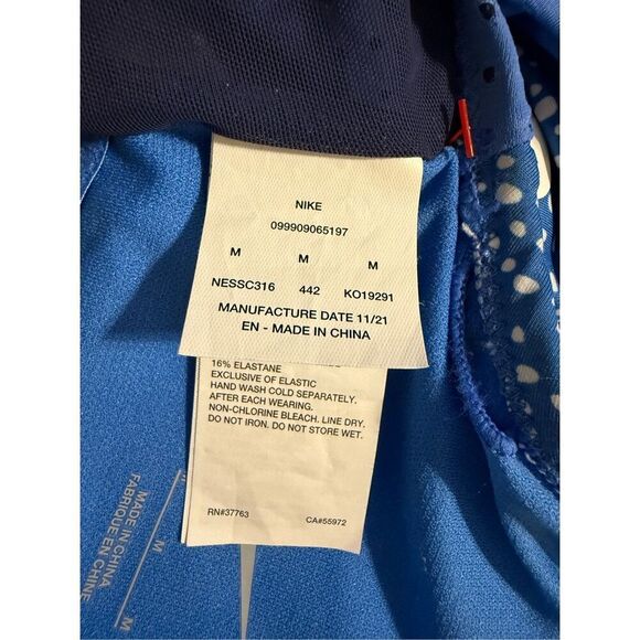 Nike Women's Size M Water Dots One Piece Swimsuit Light Blue Keyhole Back NWT - Picture 13 of 14